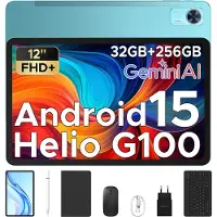 Doogee Tablet met Tab E3 Toetsenbord+ Android 15 Batterij 8800 mAh 12 "FHD+ 90Hz 32 GB+ 256 GB, Helio G100 Octa-Core Sim Face ID,Blauw