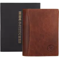 Hide & Stitches Da Vinci Portemonnee - 100% Leer - Bruin