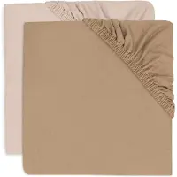 Jollein Baby - Hoeslaken Jersey 70/75x140/150cm - Ledikant Babybed - Zacht Katoen - 2 Stuks - Wild Rose/Biscuit
