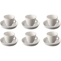Palmer - Da Vinci - Koffie kop en schotel - 6 stuks - 20 cl - Wit - Porselein - Koffiekopjes