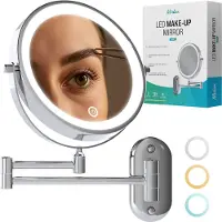 Mirlux Make-up spiegel oplaadbaar chroom 1-10x vergroting