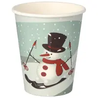 Starpak 50 x Kerst Kartonnen Koffiebeker 8oz 240 ml Drinkbekers Karton - wegwerp papieren bekers - drank bekers glühweinbeker kartonnen drinkbeker voor kerstmarkt met sneeuwpop