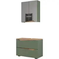 Vicco Badkamermeubelset Marelle Groen/Artisanaal eiken 2-delig, Model 57528