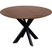 QUVIO Eettafel Sofia - Rond - Ø 120 cm - Stalen kruispoot - FSC gecertificeerd mangohout - Bruin