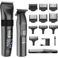 Hatteker Professionele Tondeuse Set – Haartrimmer & Baardtrimmer voor Heren – T-Blade Precisietrimmer – IPX7 Waterdicht – Zwart