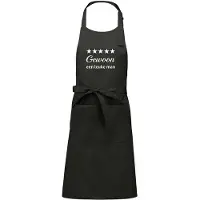 Kariban Luxe Keukenschort met Tekst “Gewoon een leuke man” – Cadeau voor Koken & Barbecue – Verstelbaar, Met Voorvak - 76 x 90 cm - chique grijs