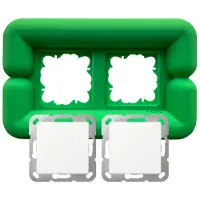 Felt - Stopcontact - Slime green - Big Buoy (double) - 2 lichtschakelaars - Plug frame