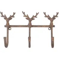 Clayre & Eef Wandkapstok 3 Haken 27x5x15 cm Bruin Metaal