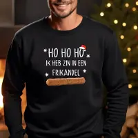 B&C Foute kersttrui- Maat XXL-HOHOHO Ik heb zin in een frikandel- heren Zwarte kerstsweater- foute kerstsweater
