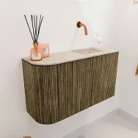 Mondiaz Joya DLux 70cm toiletmeubel ronding links dusk met wastafel faye rechts zonder kraangat frappe