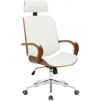 CLP GmbH, Dayton, Beklede zitting, Beklede rugleuning, Walnoot, Wit, Walnoot, Wit, Kunstleer, Polyurethaan (PU), Kunstleer, Polyurethaan (PU)