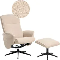 Beliani JAPET - Relaxfauteuil met voetenbank - Beige - Bouclé