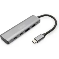 Digitus DA-70245 DA-70245 USB-hub 4 poorten USB-A USB 3.2 Gen2 10 GBit/s Met aluminium behuizing Donkergrijs