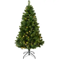 Everlands Kunstkerstboom Imperial Pine 150cm + LEDverlicht Groen groen PVC
