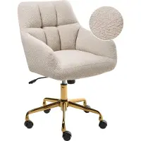 Beliani PALMDALE - Bureaustoel - Lichtbeige - Bouclé