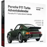Sonstige Verlage Adventskalender 2025 - 67233 Porsche 911 Turbo - Groen Metallic - Sport Auto - Metalen Modelbouwpakket - Met Geluid - 25 Onderdelen - 1:43