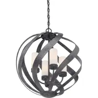 QUOIZEL Hanglamp Blacksmith, dimbaar, zwart, Hal, metaal, hanglamp
