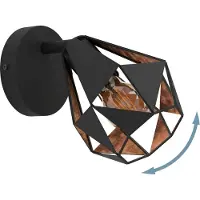 Eglo Wandlampje Carlton 7 zwart met koper