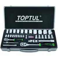 Toptul Dopsleutelset 1/4 inch, 1/2 inch 34 teilig