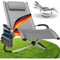 ELONEO Schommel Ligstoel – Relaxstoel tot 180 kg met Zijvak - Weerbestendig voor Balkon & Tuin