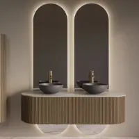 Gliss Design Selene spiegel tweedelig ovaal 50x145cm met handsensor