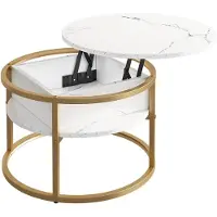Vicco Marlo Salontafel – 57 x 57 cm Marmer Wit/Goud