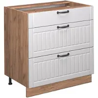 Vicco Fame-Line Keukenonderkast – 80 cm met 3 laden, WB Marmer Wit Landhuis