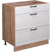 Vicco Fame-Line Keukenonderkast – 80 cm met 3 laden, WB Eik Wit Landhuis