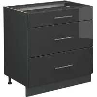 Vicco Fame-Line Keukenonderkast – 80 cm met 3 laden, WB Antraciet Antraciet Hoogglans