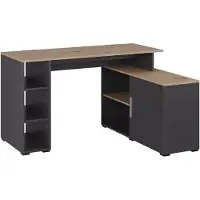 Vicco Hoekbureau Rudy Antraciet/Artisan 135 x 110 cm met planken, Model 57325