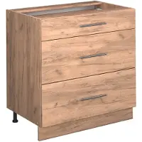 Vicco Fame-Line Keukenonderkast – 80 cm met 3 laden, WB Marmer Krachtige eik goud