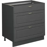 Vicco Fame-Line Keukenonderkast – 80 cm met 3 laden, WB Eik Anthrazit-Gold Landhaus