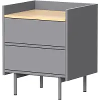 Vicco Velina Nachtkastje – 48 x 58 cm met 2 lades Grijs/eiken