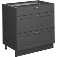 Vicco Fame-Line Keukenonderkast – 80 cm met 3 laden, WB Antraciet Anthrazit-Gold Landhaus