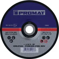 Promat /Tecwerk Doorslijpschijf | RVS | D230x1,9mm gebogen | RVS | gat 22,23 mm - 4000841246