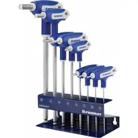 Promat /Tecwerk Stiftsleutelset | 8-delig SW 2-10 | dwarsgreep, kogelkop, dwarsstuk | in werkbankstandaard - 4000825020