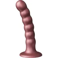 Ouch! by Shots Geribbelde G-spot dildo met zuignap 13 cm - Roze Goud