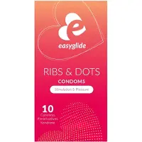 Easyglide - Ribs and Dots Condooms - Condooms met Glijmiddel - 10 stuks