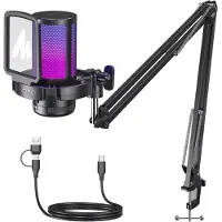 MAONO DGM20S USB cardioïde microfoon met RGB-verlichting en ruisonderdrukking
