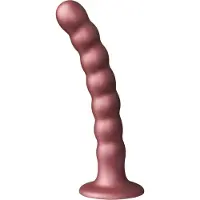 Ouch! Geribbelde G-spot dildo met zuignap 16.5 cm - Rose Goud