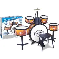 Bontempi Spa Bontempi - drumstel - speelgoed muziekinstrument - 6-delig met kruk en realistisch geluid.