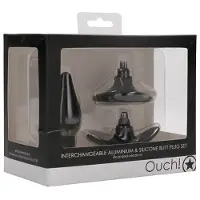 Ouch! Interchangeable Butt Plug Set - Pointed Medium - Zwart