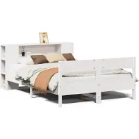 vidaXL Massief houten bed met plank, zonder matras, wit, 160x200 cm, grenen