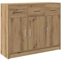 vidaXL Dressoir 91x28x75 cm bewerkt hout artisanaal eikenkleur