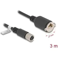DeLOCK M12 Cable X-coded 8 pin female to RJ45 jack for installation Cat.6A S/FTP 3 m black