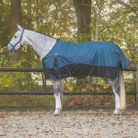 QHP Regendeken de luxe 0 gram met fleecevoering 1200D mystric blue