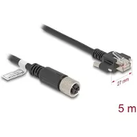 DeLOCK M12 Cable X-coded 8 pin female to RJ45 plug with screws Cat.6A S/FTP 5 m black