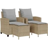 vidaXL 4-delige tuinbankset met kussens beige polyrotan