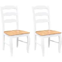 vidaXL Eetkamerstoelen 2 stuks Wit Massief Hout Rubber
