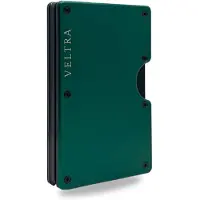 Veltra Wallet | Aluminium Pasjeshouder met RFID-bescherming – Moneyclip – 15 Pasjes – Verend Mechanisme – Mannen & Vrouwen - Smaragdgroen